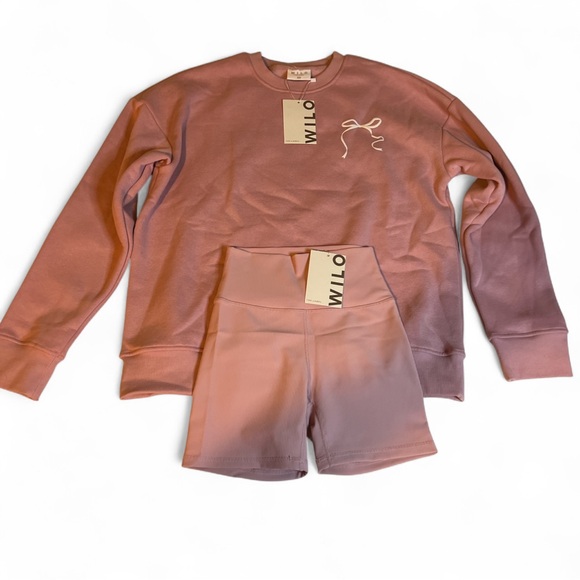 NWT! Wilo The Label Women's Pink Sweatshirt & Shorts SET size XS - Picture 2 of 8
